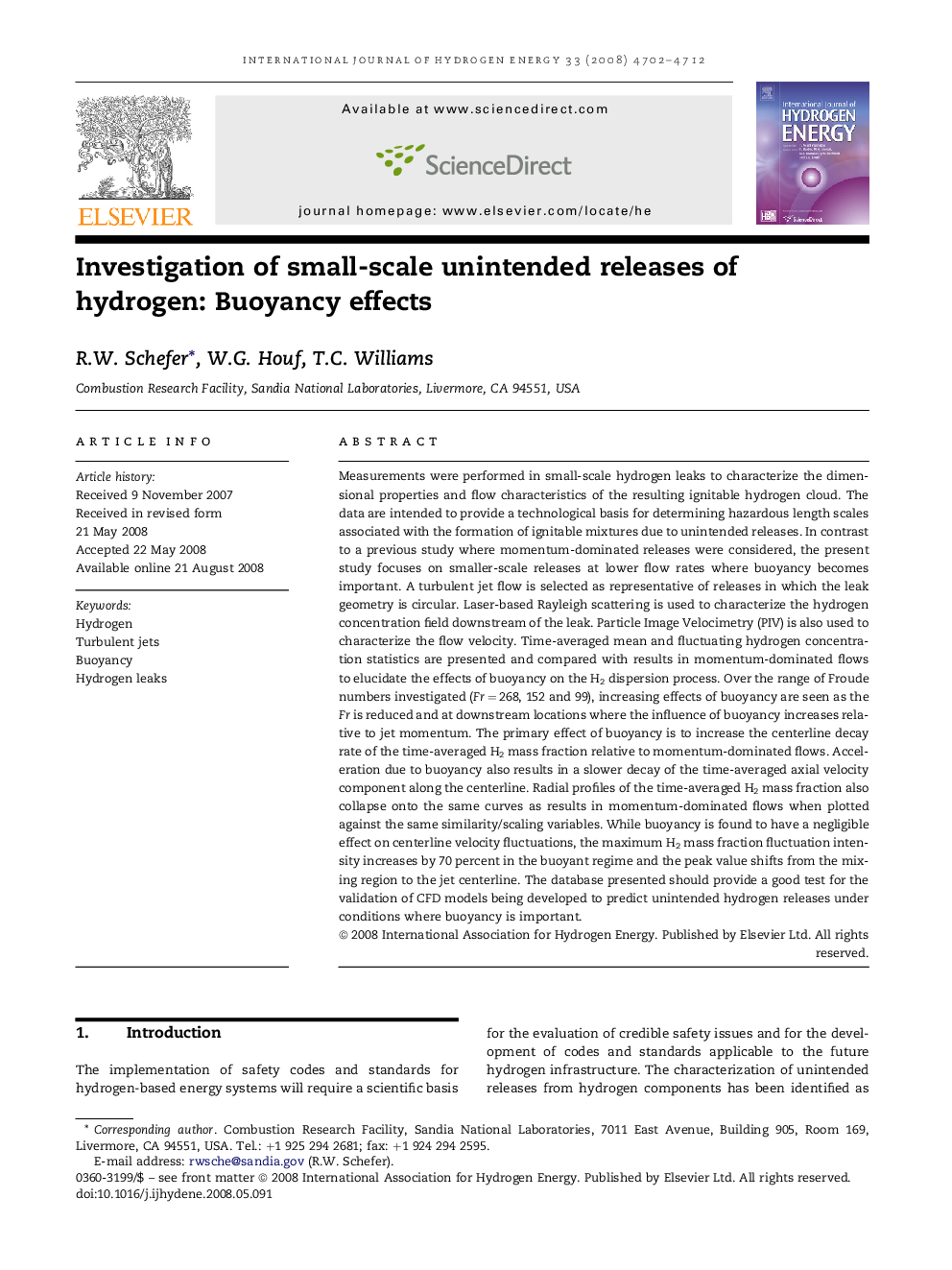 Investigation of small-scale unintended releases of hydrogen: Buoyancy effects