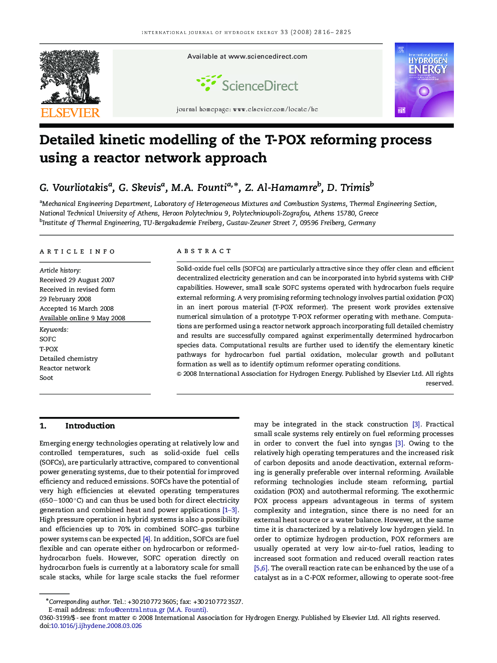 Detailed kinetic modelling of the T-POX reforming process using a reactor network approach