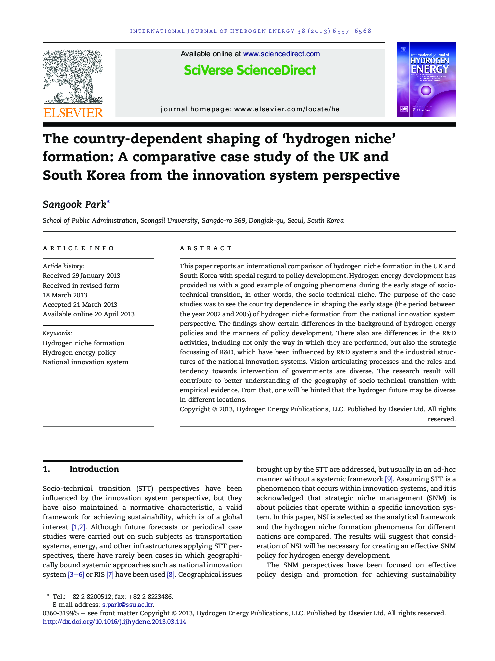 The country-dependent shaping of ‘hydrogen niche’ formation: A comparative case study of the UK and South Korea from the innovation system perspective