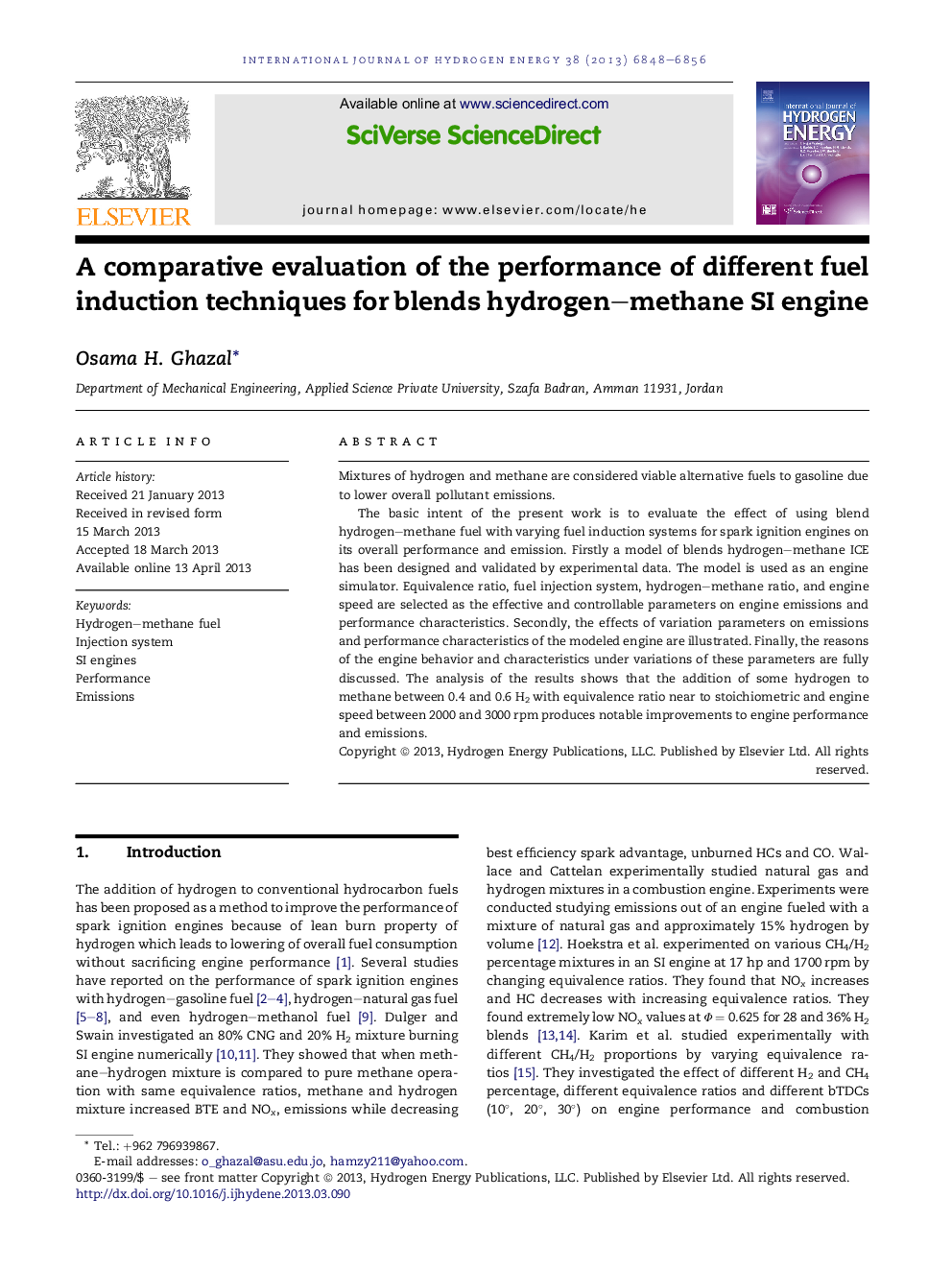 A comparative evaluation of the performance of different fuel induction techniques for blends hydrogen–methane SI engine