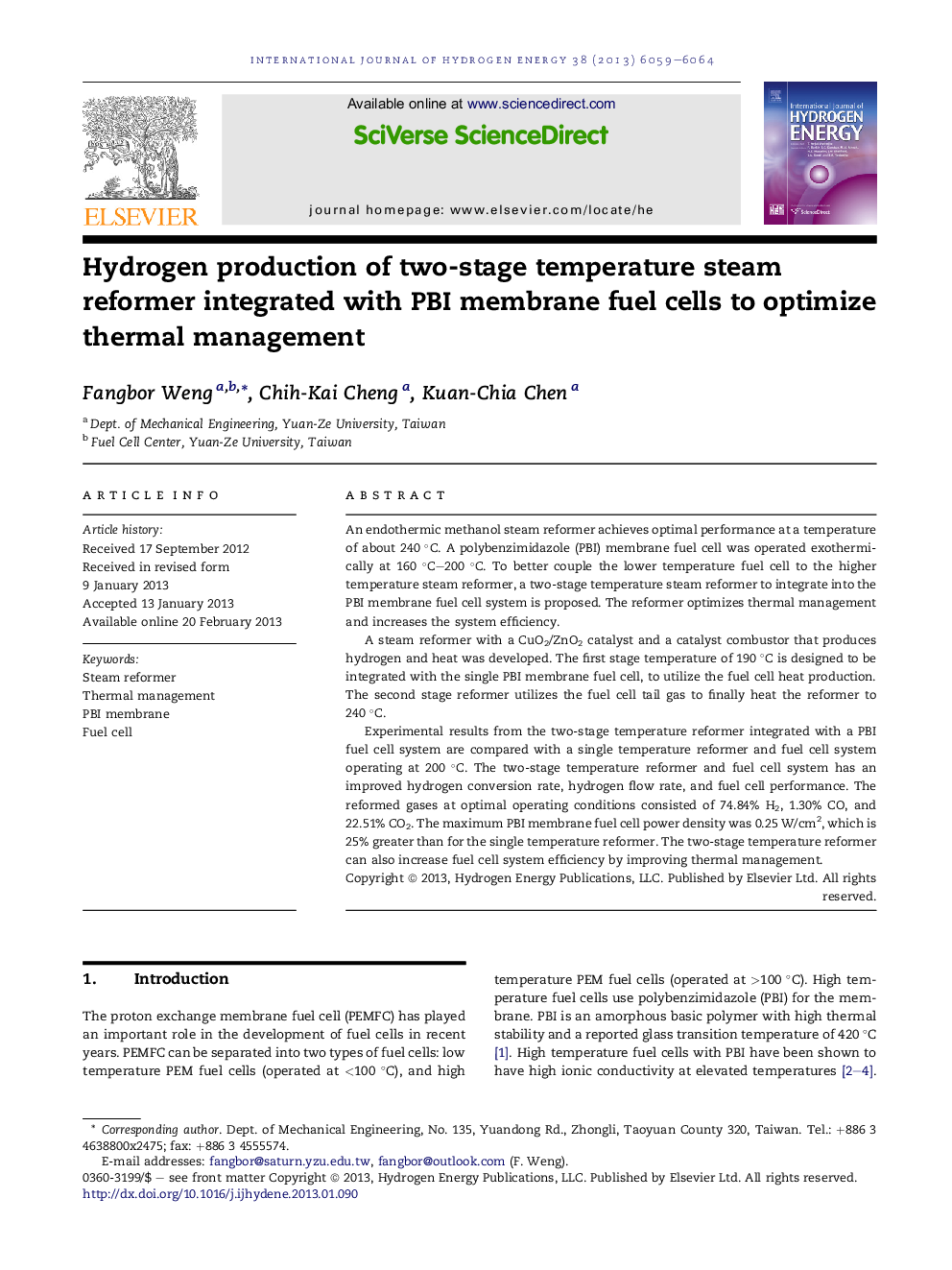 Hydrogen production of two-stage temperature steam reformer integrated with PBI membrane fuel cells to optimize thermal management