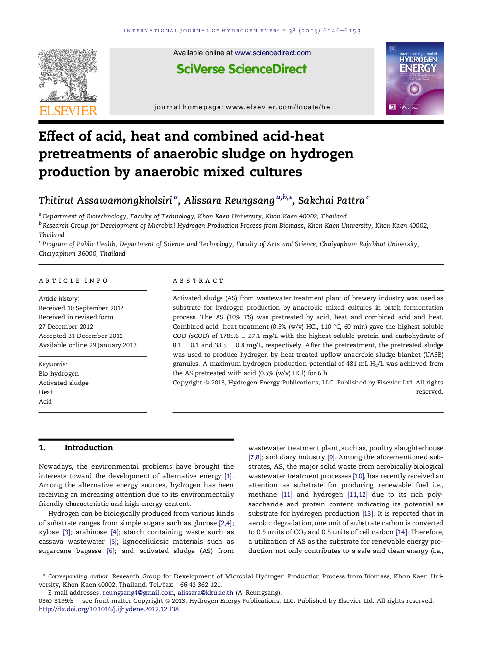 Effect of acid, heat and combined acid-heat pretreatments of anaerobic sludge on hydrogen production by anaerobic mixed cultures