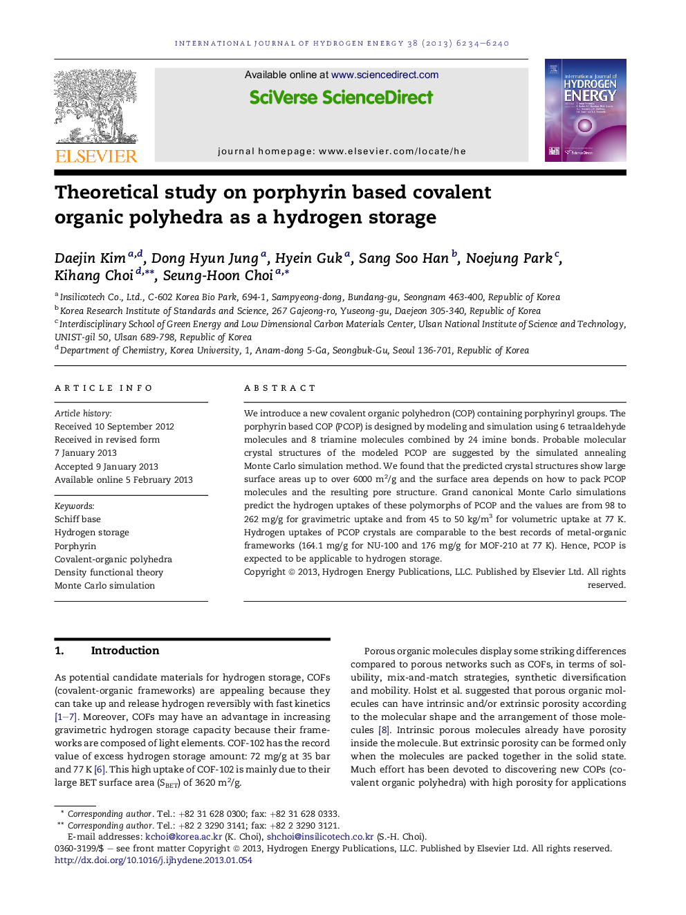 Theoretical study on porphyrin based covalent organic polyhedra as a hydrogen storage