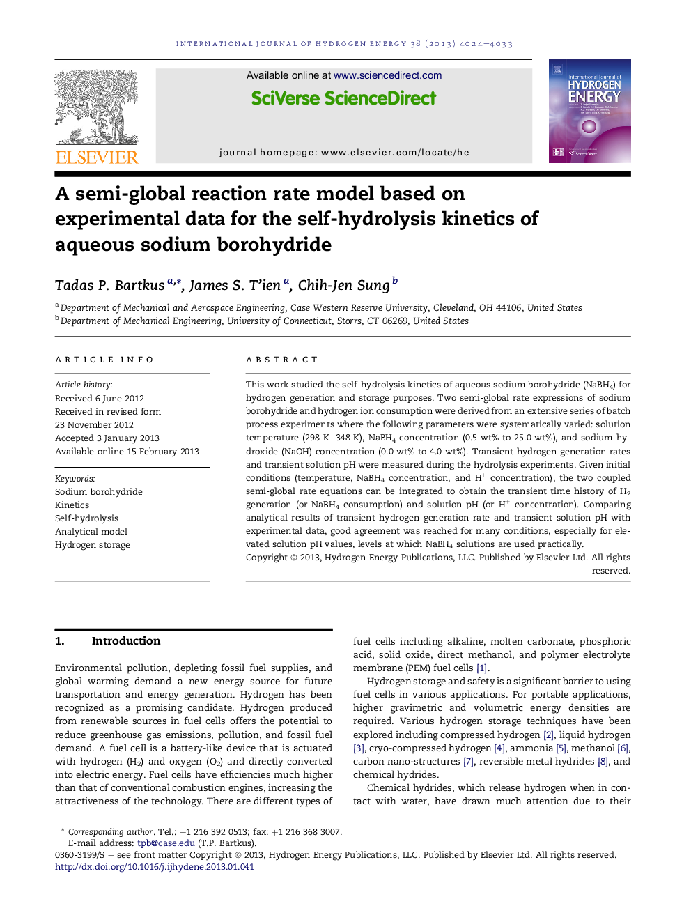 A semi-global reaction rate model based on experimental data for the self-hydrolysis kinetics of aqueous sodium borohydride