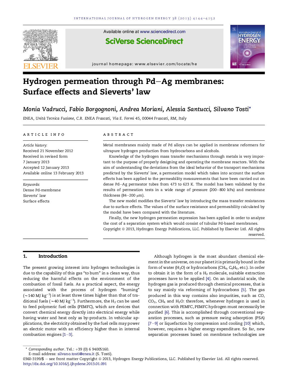 Hydrogen permeation through Pd–Ag membranes: Surface effects and Sieverts' law