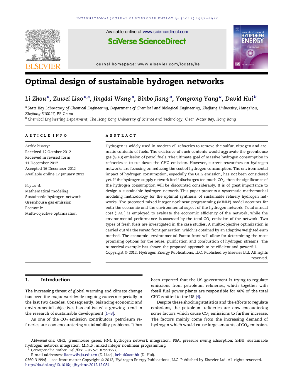 Optimal design of sustainable hydrogen networks