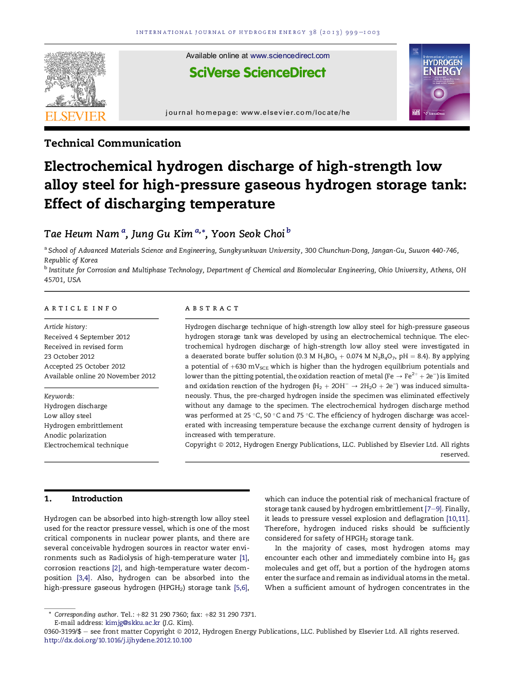 Electrochemical hydrogen discharge of high-strength low alloy steel for high-pressure gaseous hydrogen storage tank: Effect of discharging temperature