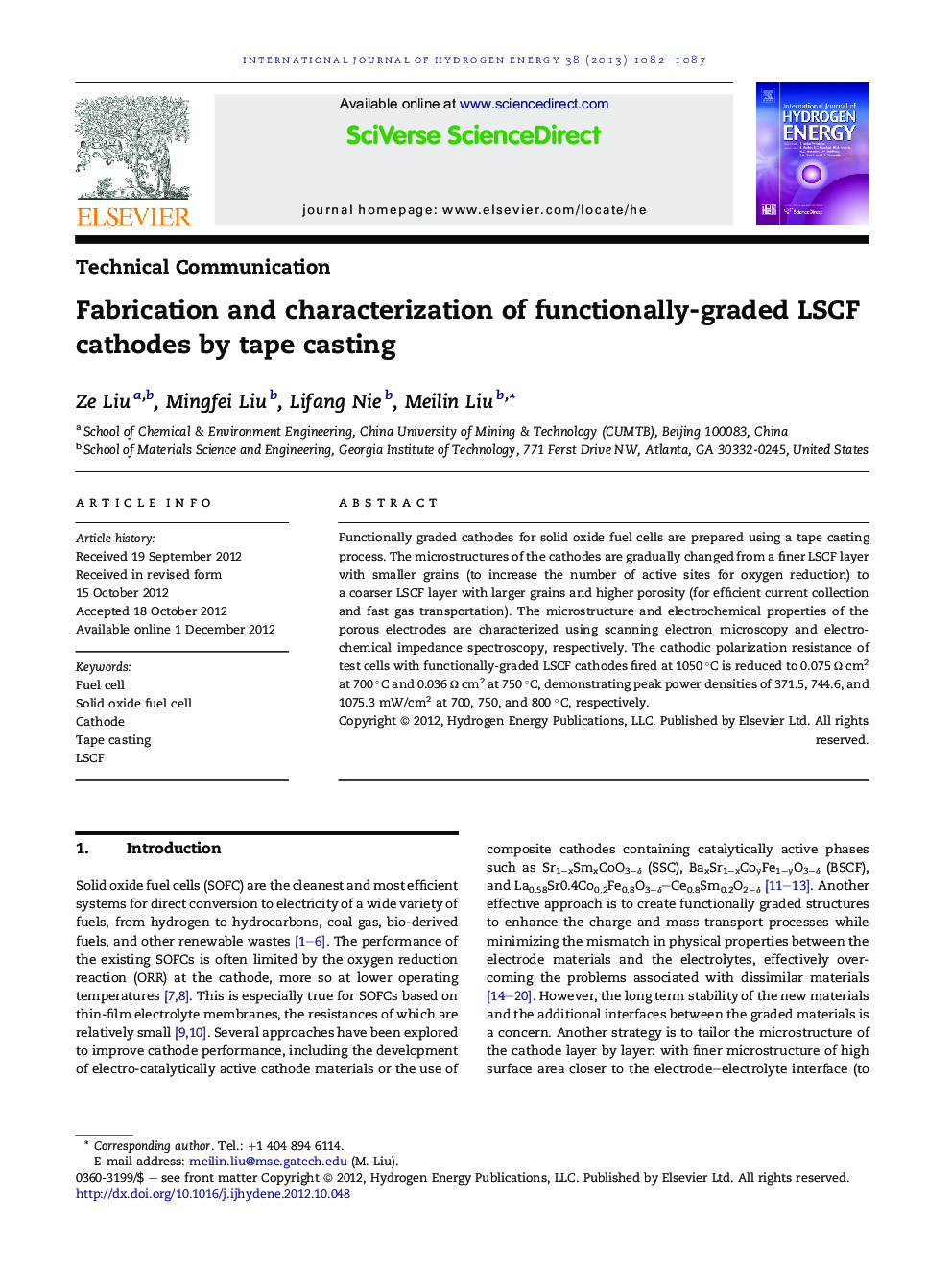 Fabrication and characterization of functionally-graded LSCF cathodes by tape casting