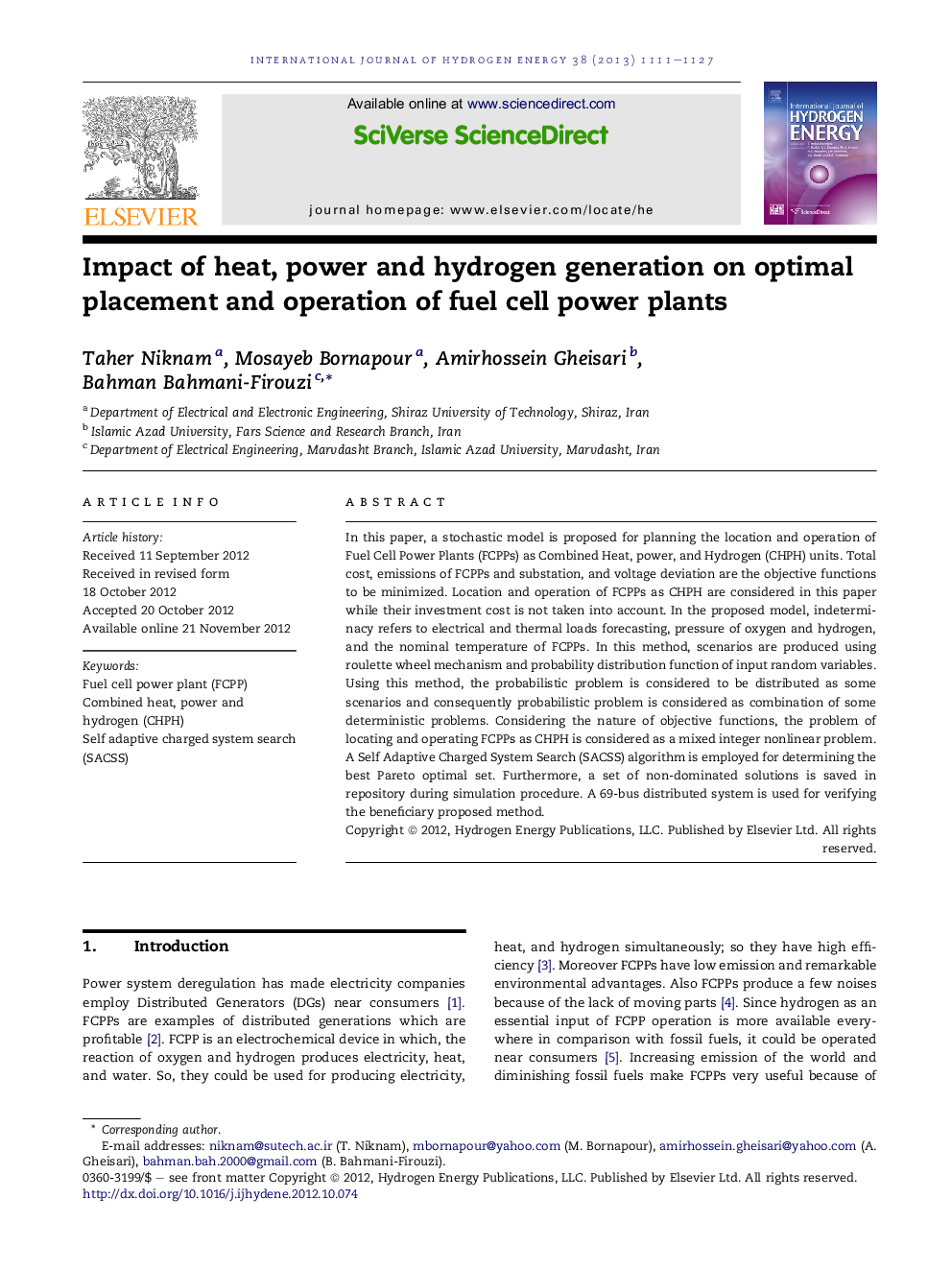 Impact of heat, power and hydrogen generation on optimal placement and operation of fuel cell power plants