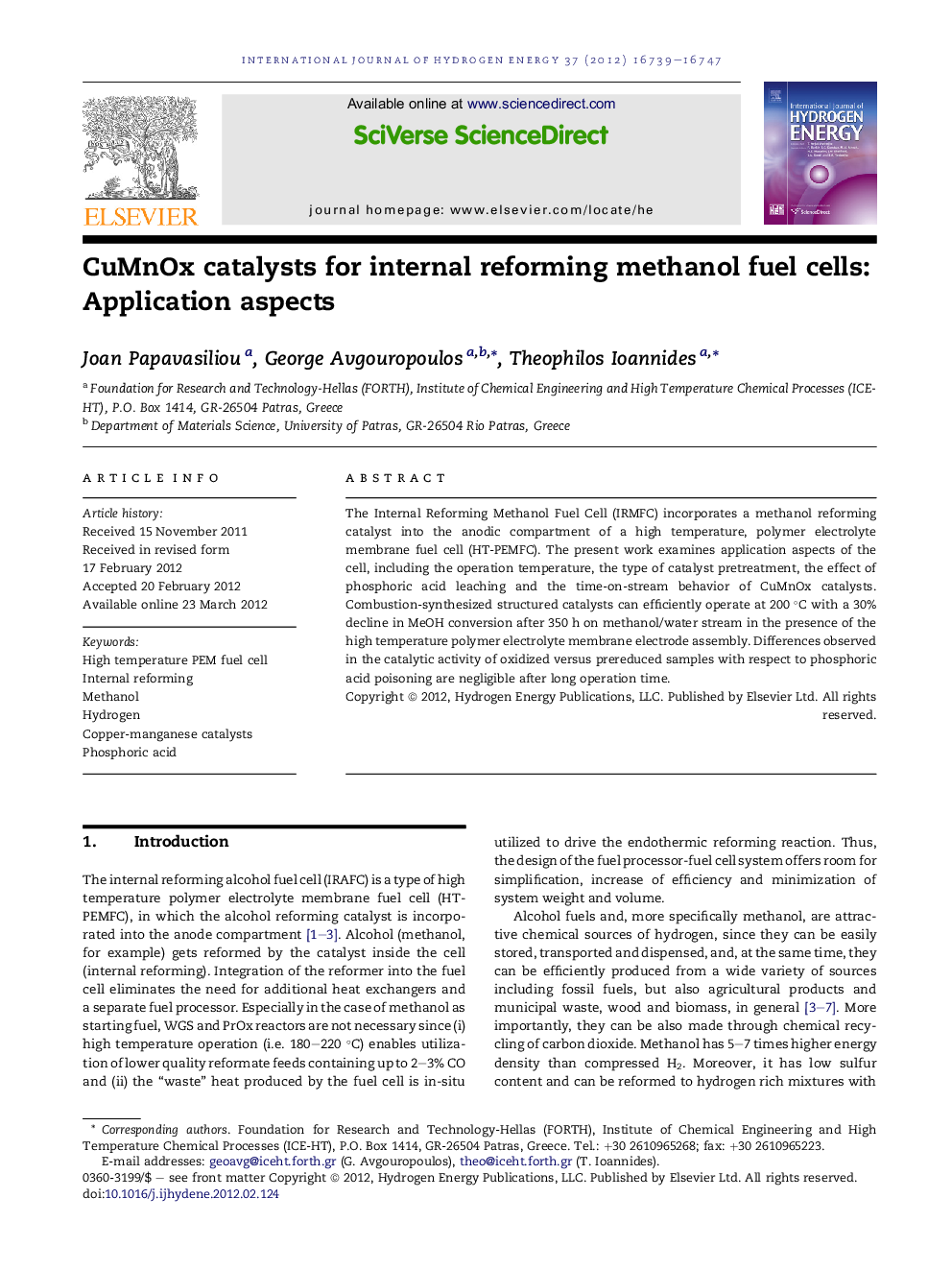 CuMnOx catalysts for internal reforming methanol fuel cells: Application aspects