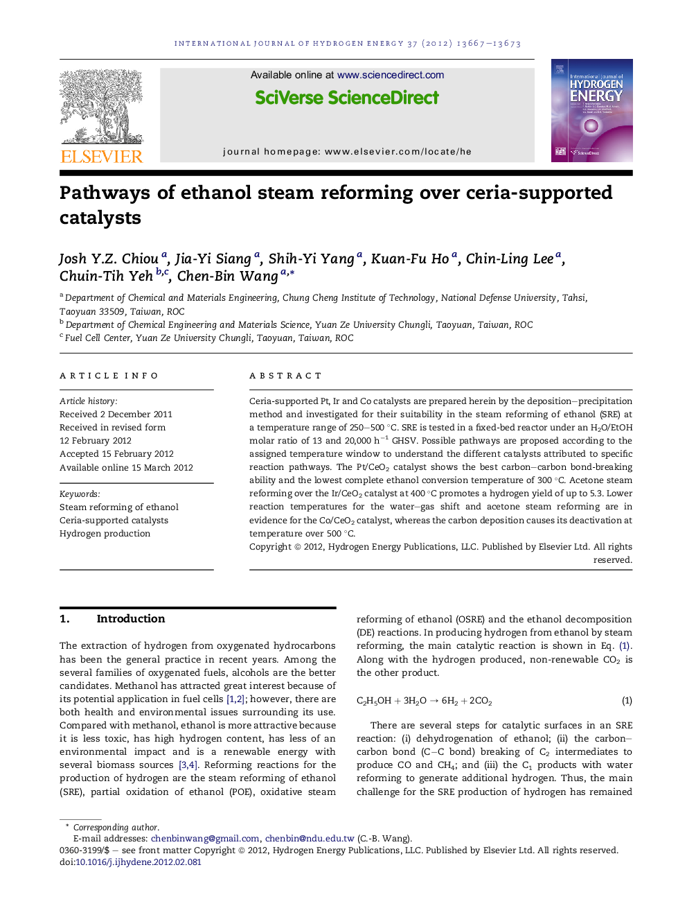 Pathways of ethanol steam reforming over ceria-supported catalysts