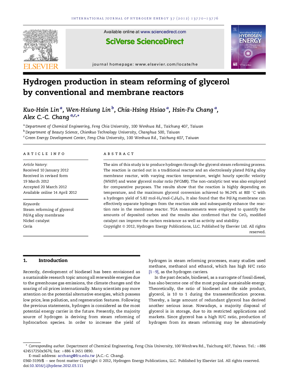 Hydrogen production in steam reforming of glycerol by conventional and membrane reactors