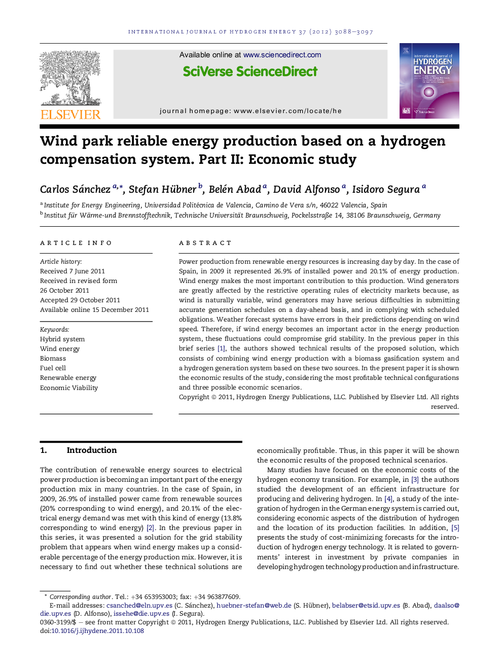 Wind park reliable energy production based on a hydrogen compensation system. Part II: Economic study