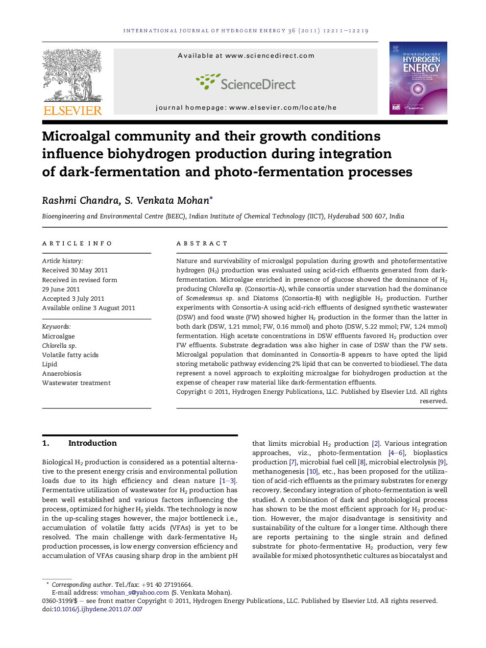 Microalgal community and their growth conditions influence biohydrogen production during integration of dark-fermentation and photo-fermentation processes