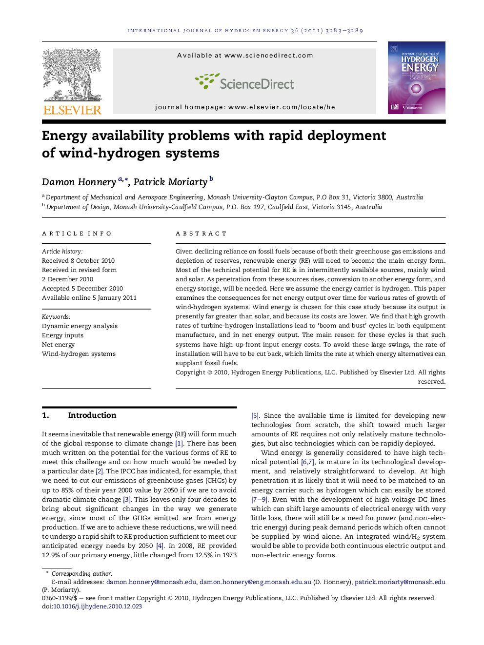 Energy availability problems with rapid deployment of wind-hydrogen systems