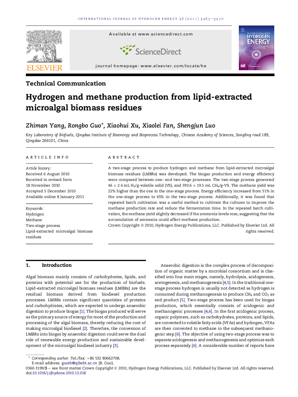 Hydrogen and methane production from lipid-extracted microalgal biomass residues