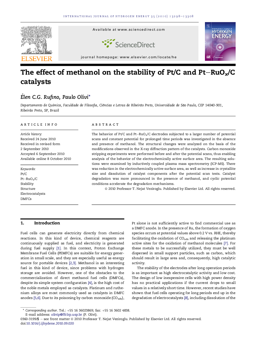 The effect of methanol on the stability of Pt/C and Pt–RuOx/C catalysts