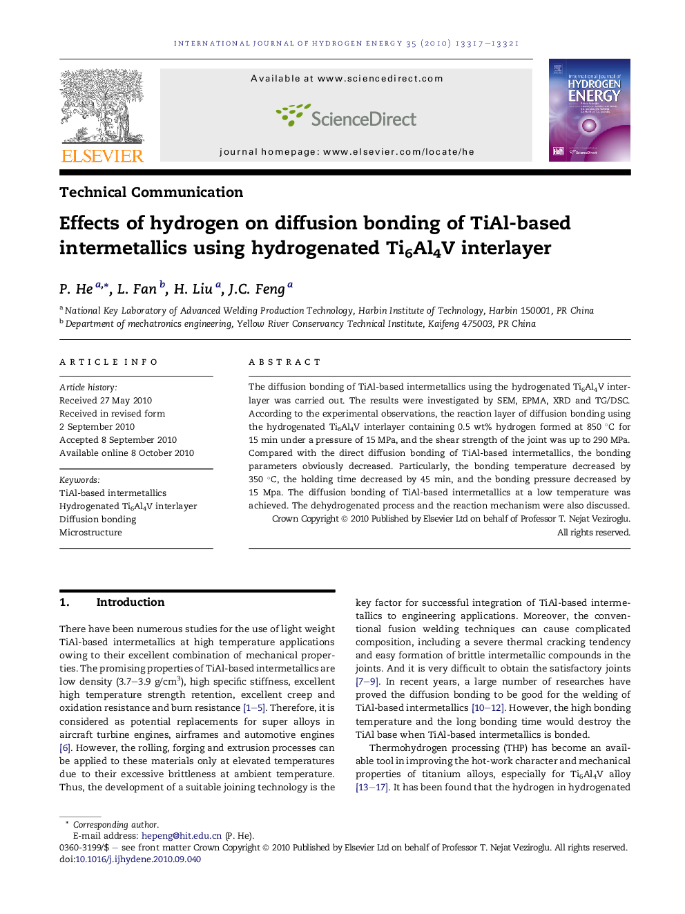 Effects of hydrogen on diffusion bonding of TiAl-based intermetallics using hydrogenated Ti6Al4V interlayer