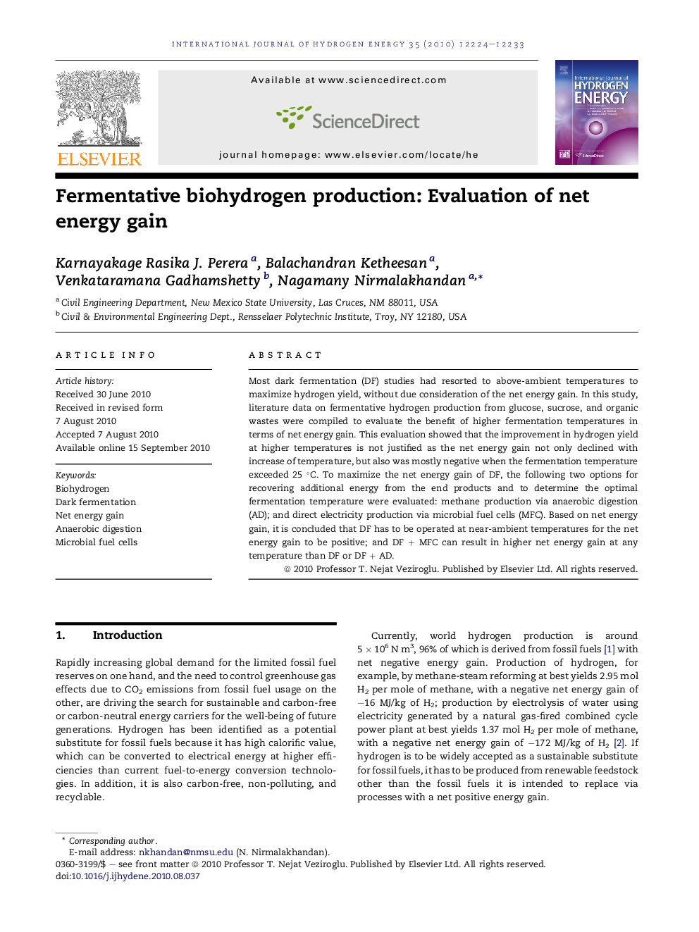 Fermentative biohydrogen production: Evaluation of net energy gain