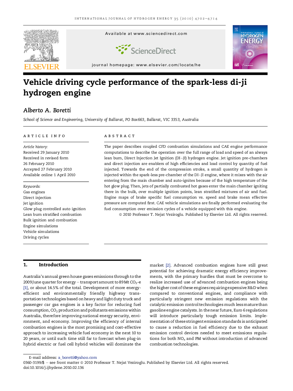 Vehicle driving cycle performance of the spark-less di-ji hydrogen engine