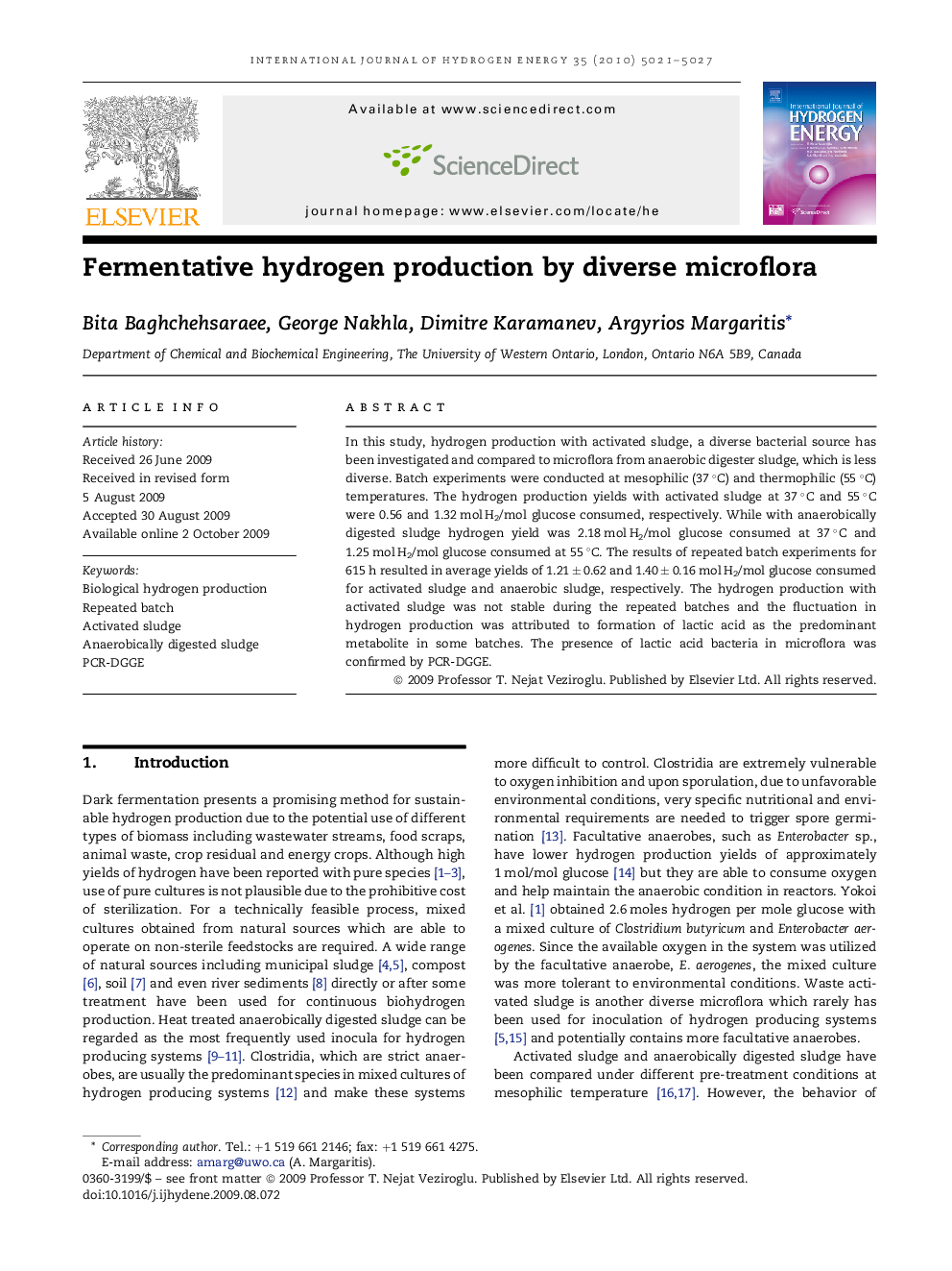 Fermentative hydrogen production by diverse microflora