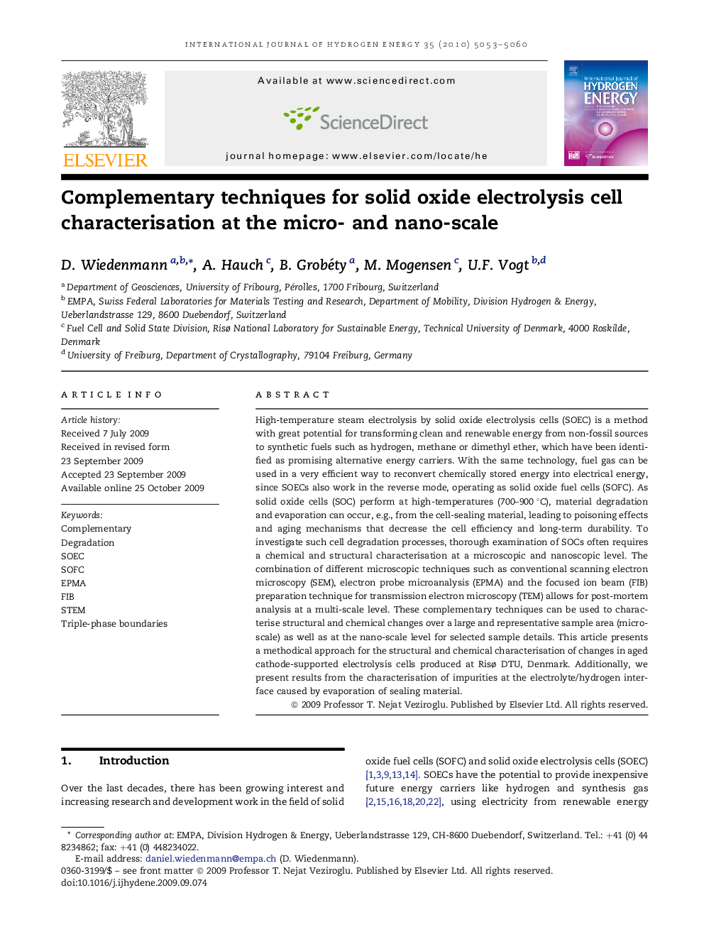 Complementary techniques for solid oxide electrolysis cell characterisation at the micro- and nano-scale