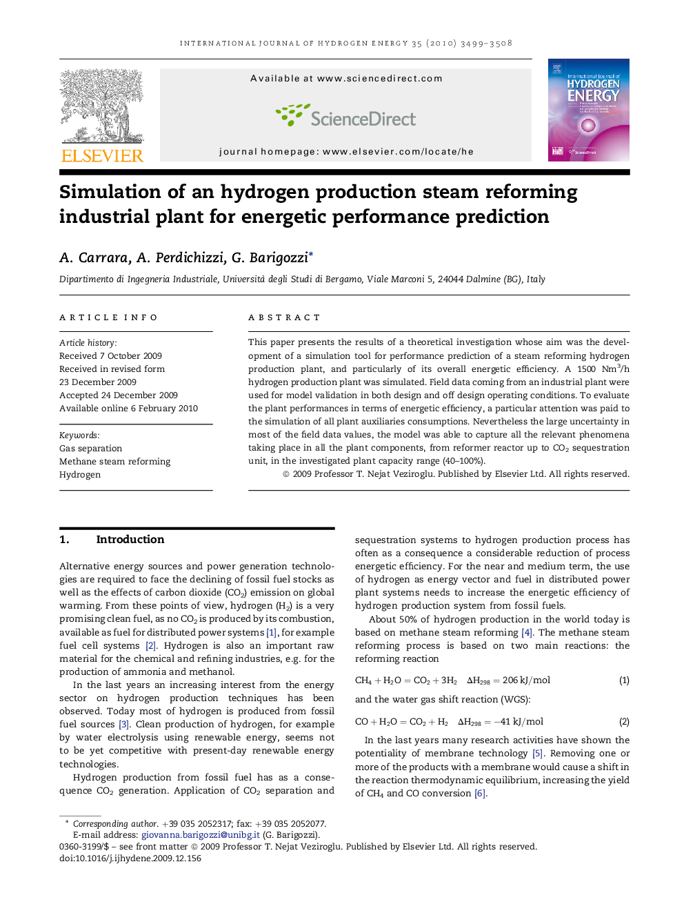 Simulation of an hydrogen production steam reforming industrial plant for energetic performance prediction