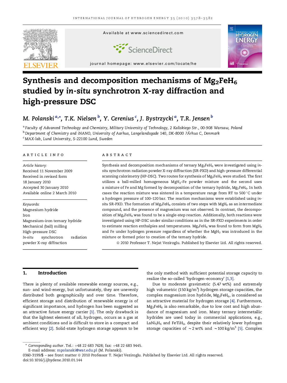 Synthesis and decomposition mechanisms of Mg2FeH6 studied by in-situ synchrotron X-ray diffraction and high-pressure DSC