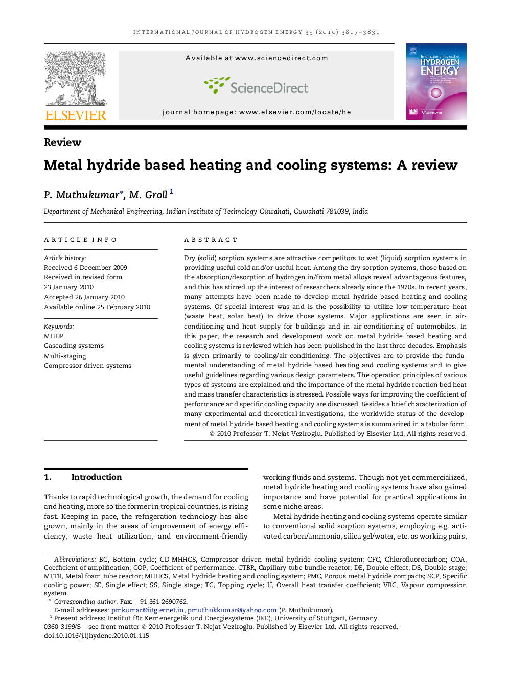 Metal hydride based heating and cooling systems: A review