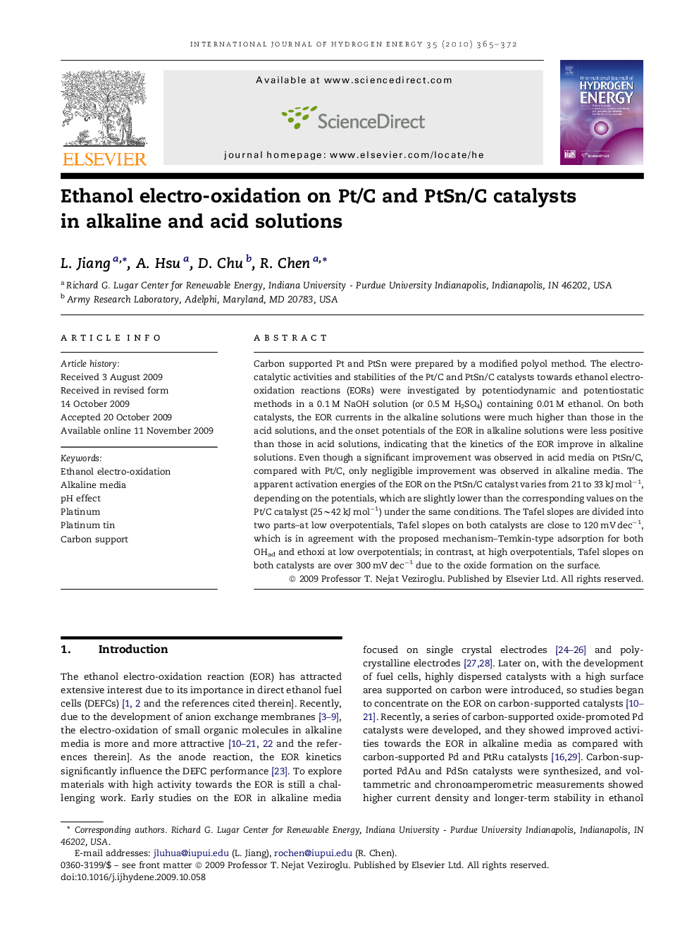 Ethanol electro-oxidation on Pt/C and PtSn/C catalysts in alkaline and acid solutions