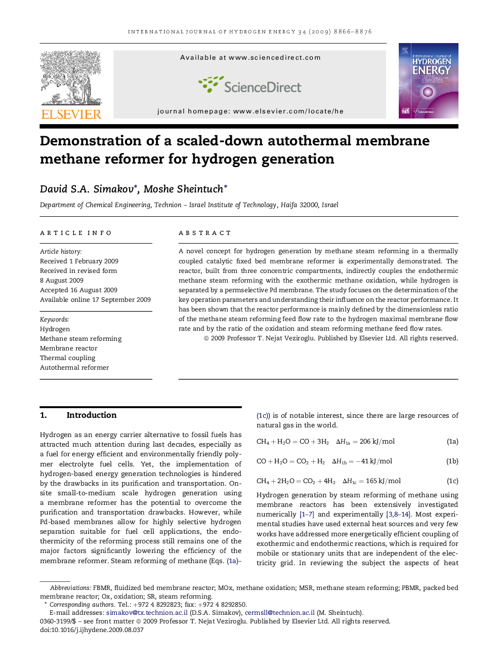 Demonstration of a scaled-down autothermal membrane methane reformer for hydrogen generation