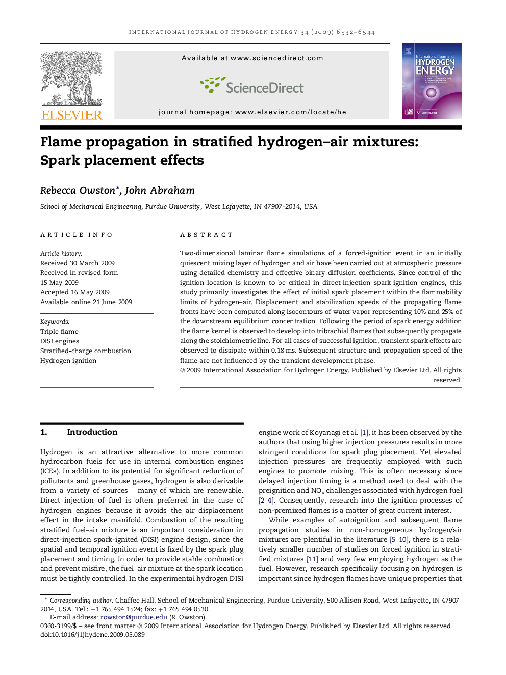 Flame propagation in stratified hydrogen–air mixtures: Spark placement effects