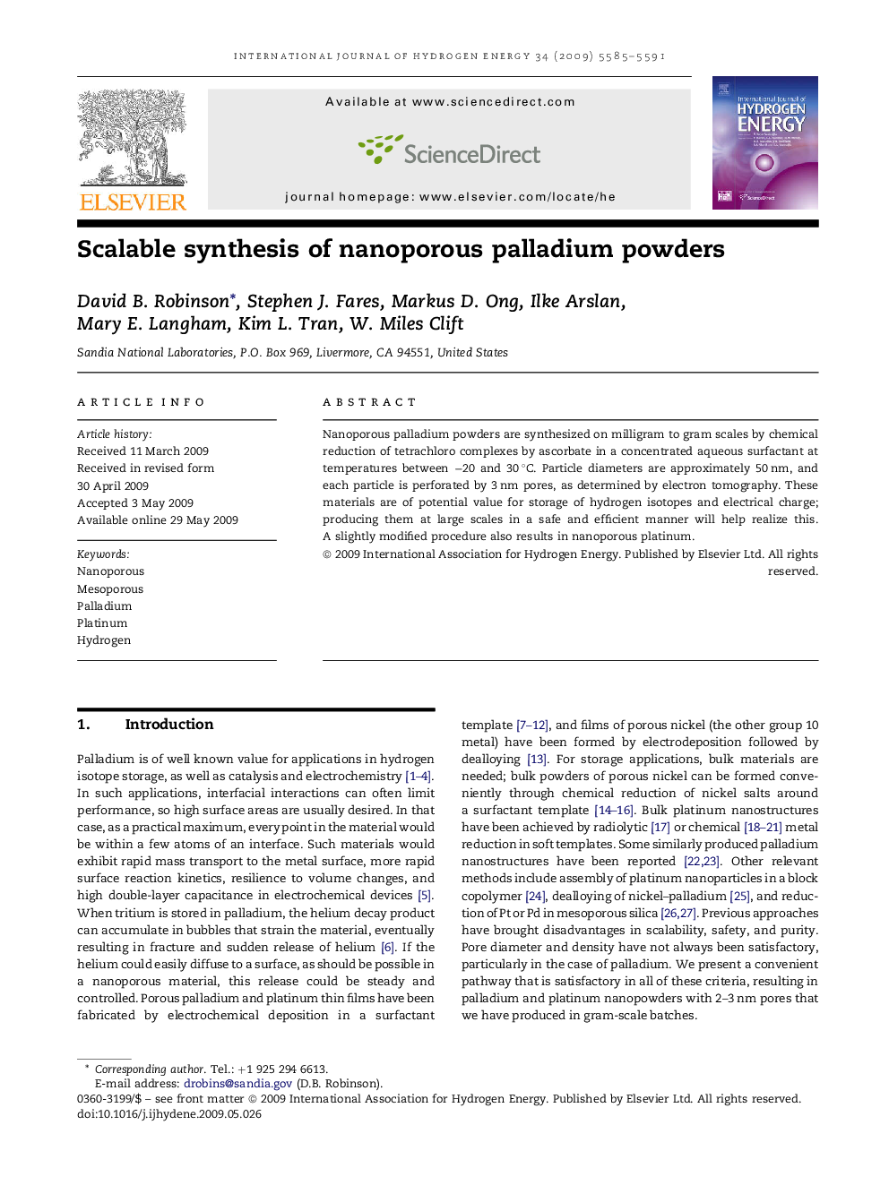 Scalable synthesis of nanoporous palladium powders