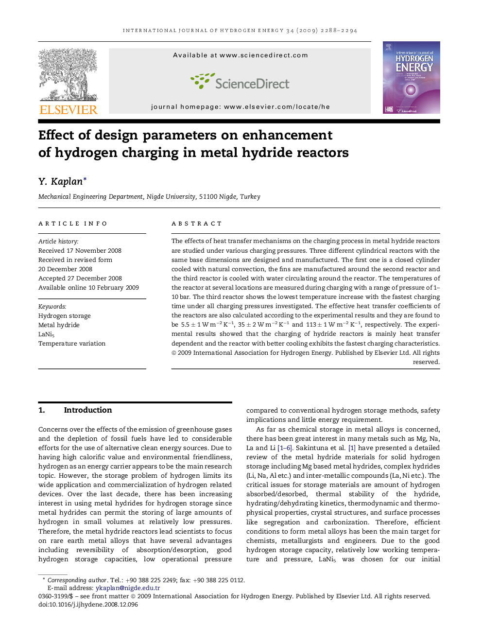 Effect of design parameters on enhancement of hydrogen charging in metal hydride reactors