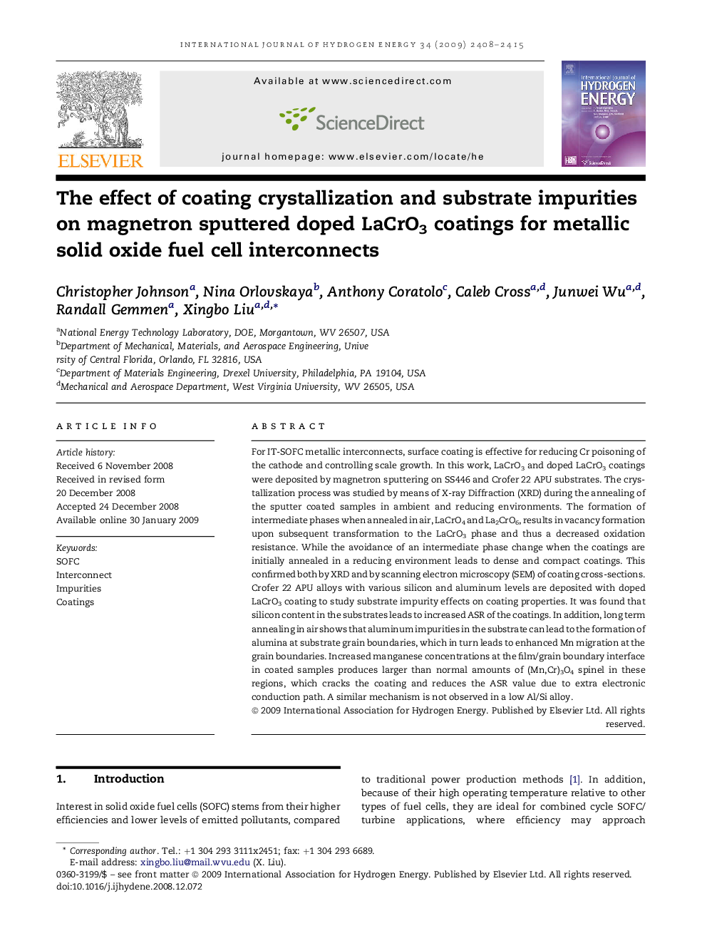 The effect of coating crystallization and substrate impurities on magnetron sputtered doped LaCrO3 coatings for metallic solid oxide fuel cell interconnects