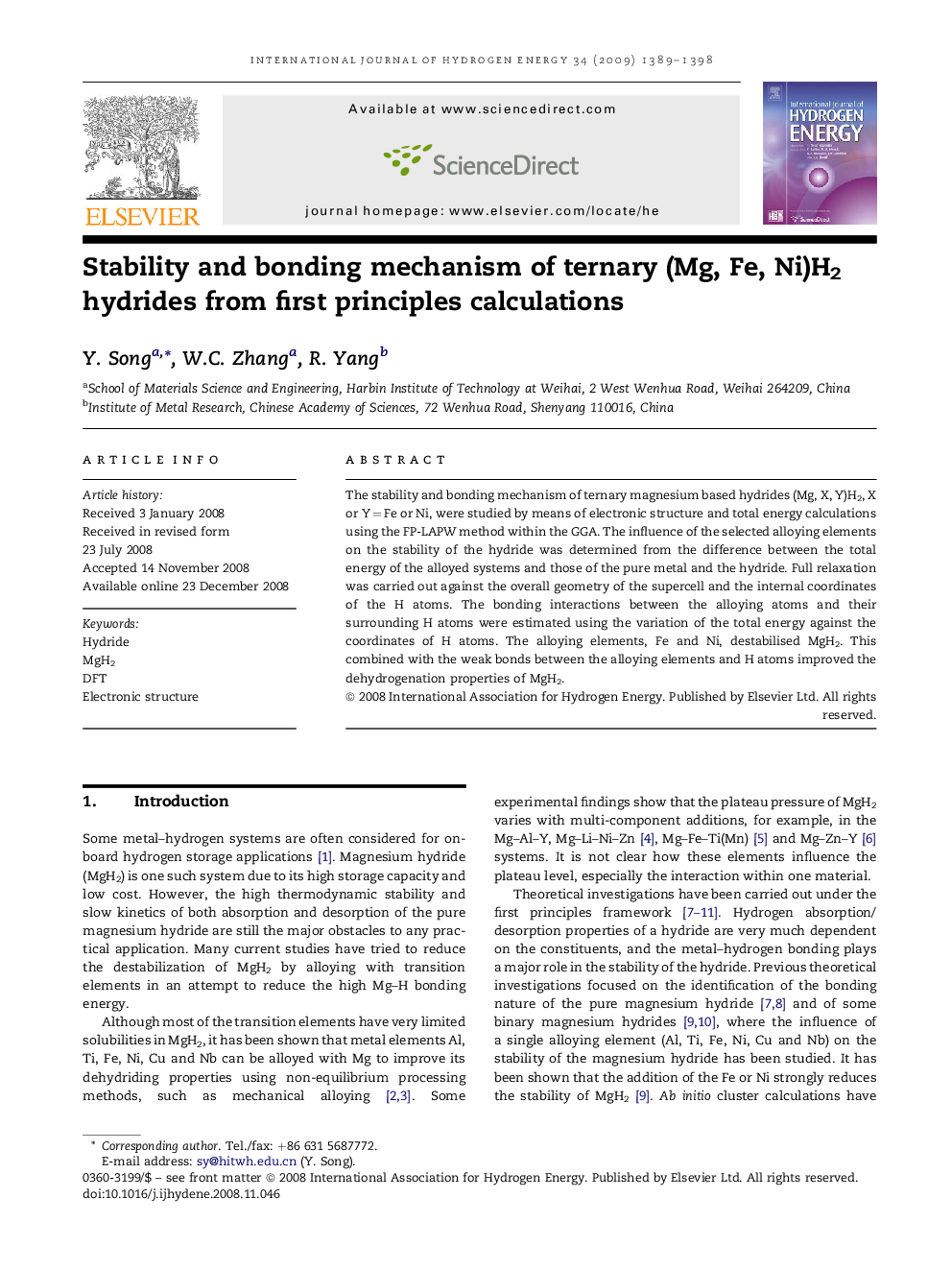 Stability and bonding mechanism of ternary (Mg, Fe, Ni)H2 hydrides from first principles calculations