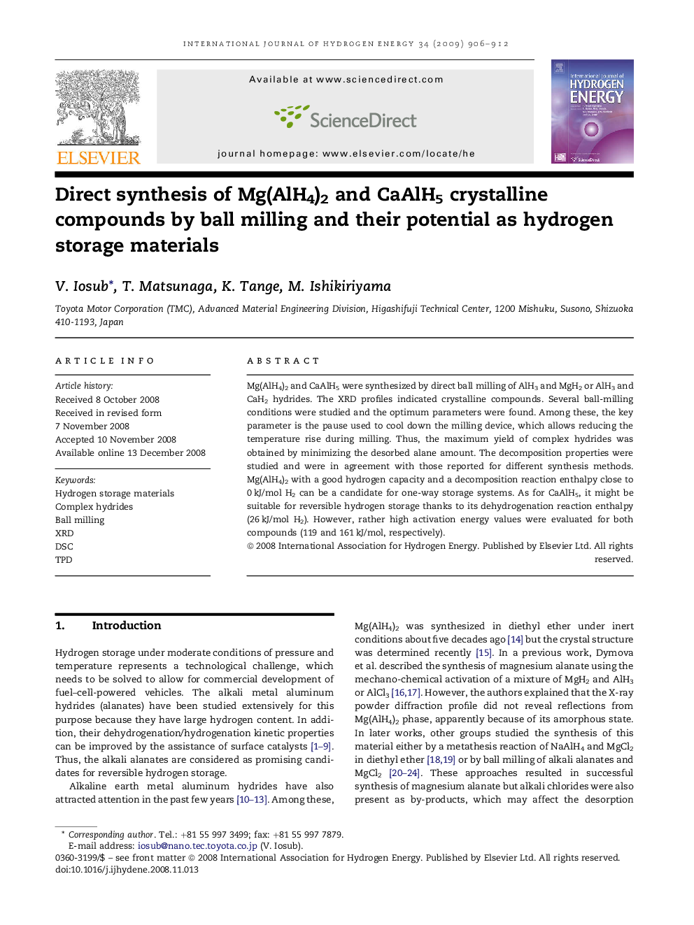 Direct synthesis of Mg(AlH4)2 and CaAlH5 crystalline compounds by ball milling and their potential as hydrogen storage materials