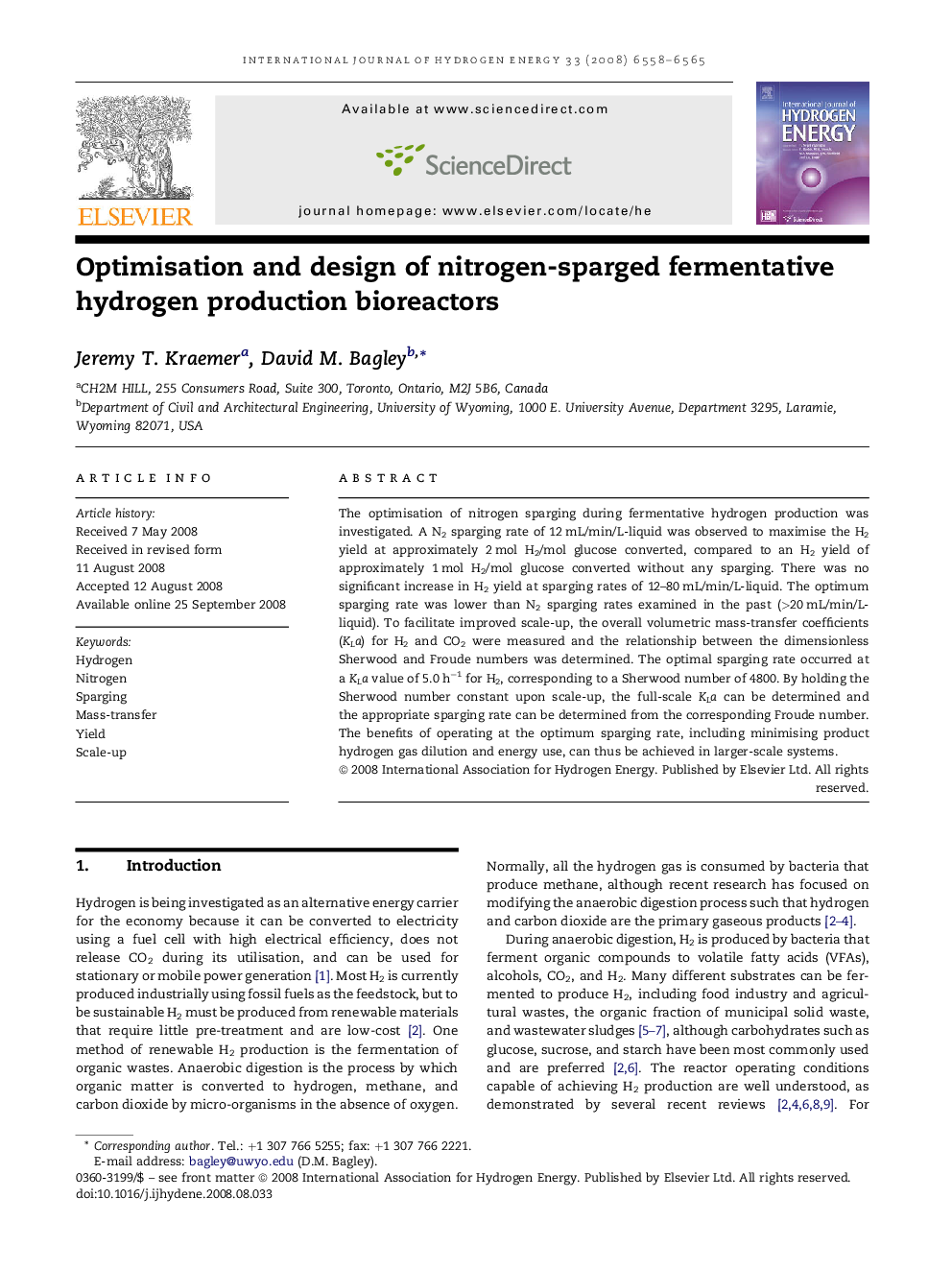 Optimisation and design of nitrogen-sparged fermentative hydrogen production bioreactors