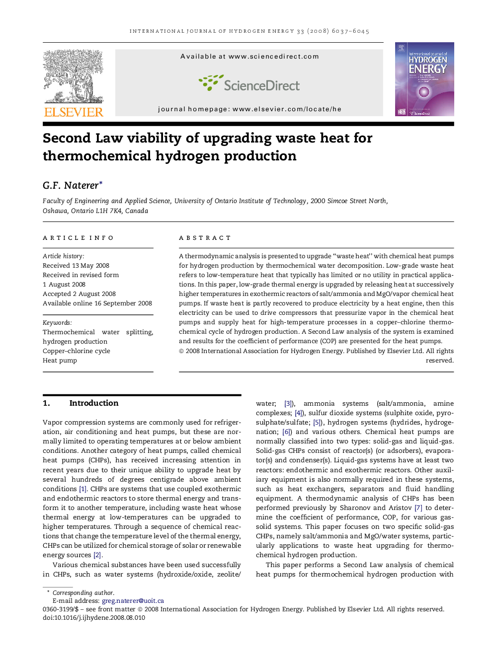 Second Law viability of upgrading waste heat for thermochemical hydrogen production