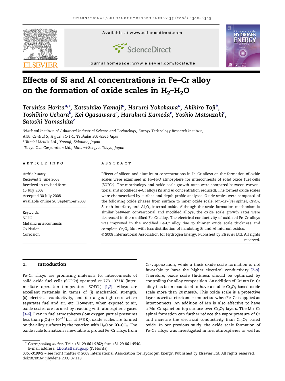 Effects of Si and Al concentrations in Fe–Cr alloy on the formation of oxide scales in H2–H2O