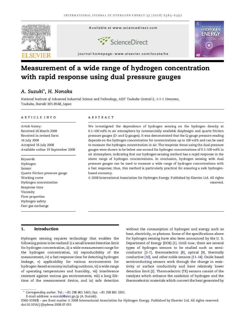 Measurement of a wide range of hydrogen concentration with rapid response using dual pressure gauges