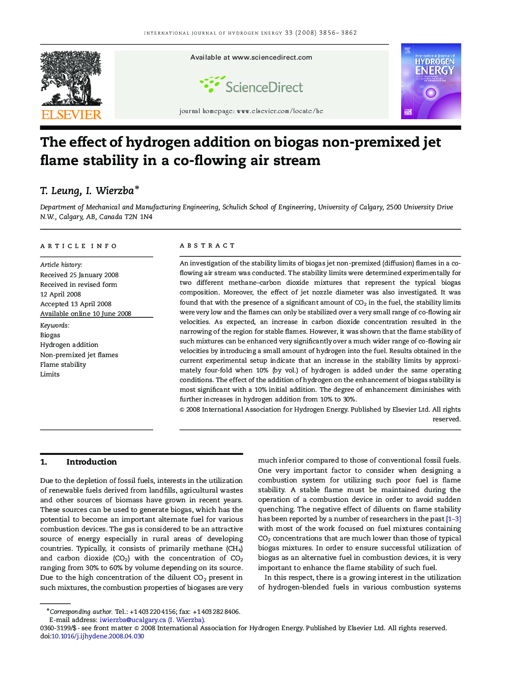 The effect of hydrogen addition on biogas non-premixed jet flame stability in a co-flowing air stream