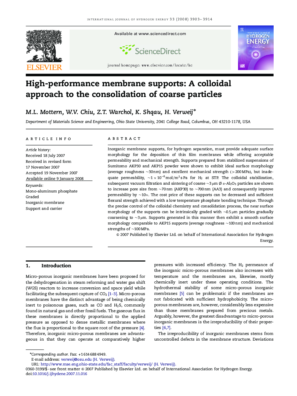 High-performance membrane supports: A colloidal approach to the consolidation of coarse particles