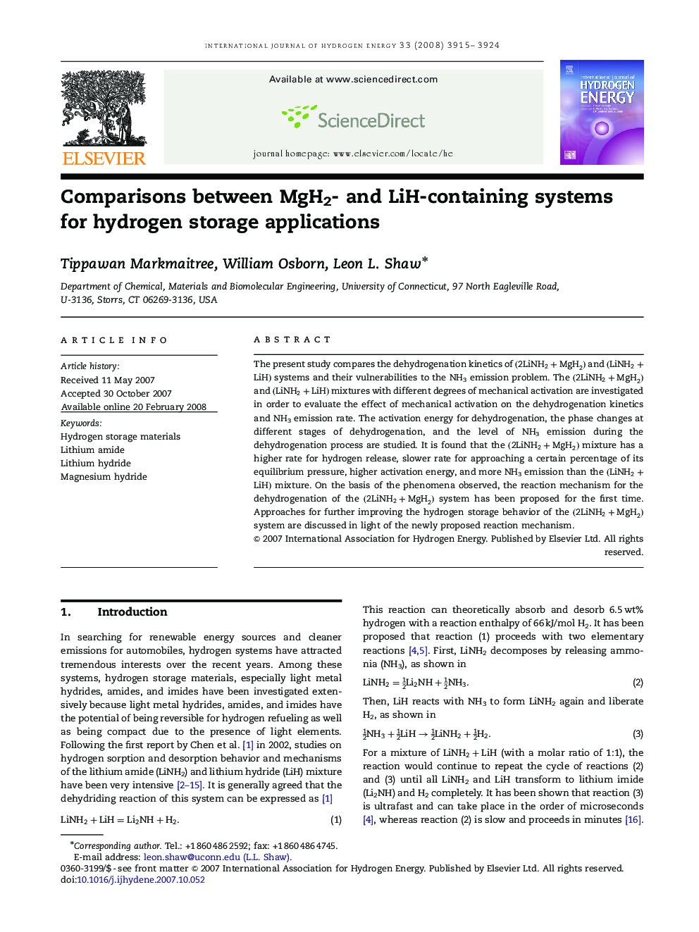 Comparisons between MgH2- and LiH-containing systems for hydrogen storage applications