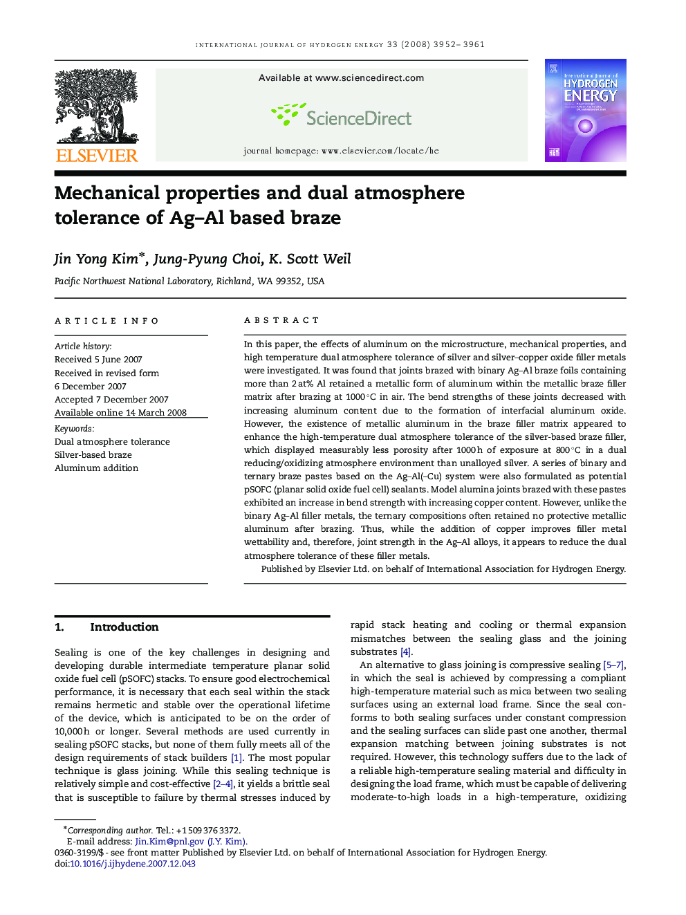 Mechanical properties and dual atmosphere tolerance of Ag–Al based braze