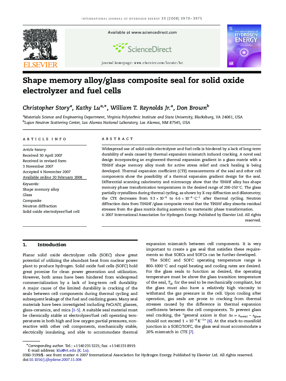 Shape memory alloy/glass composite seal for solid oxide electrolyzer and fuel cells