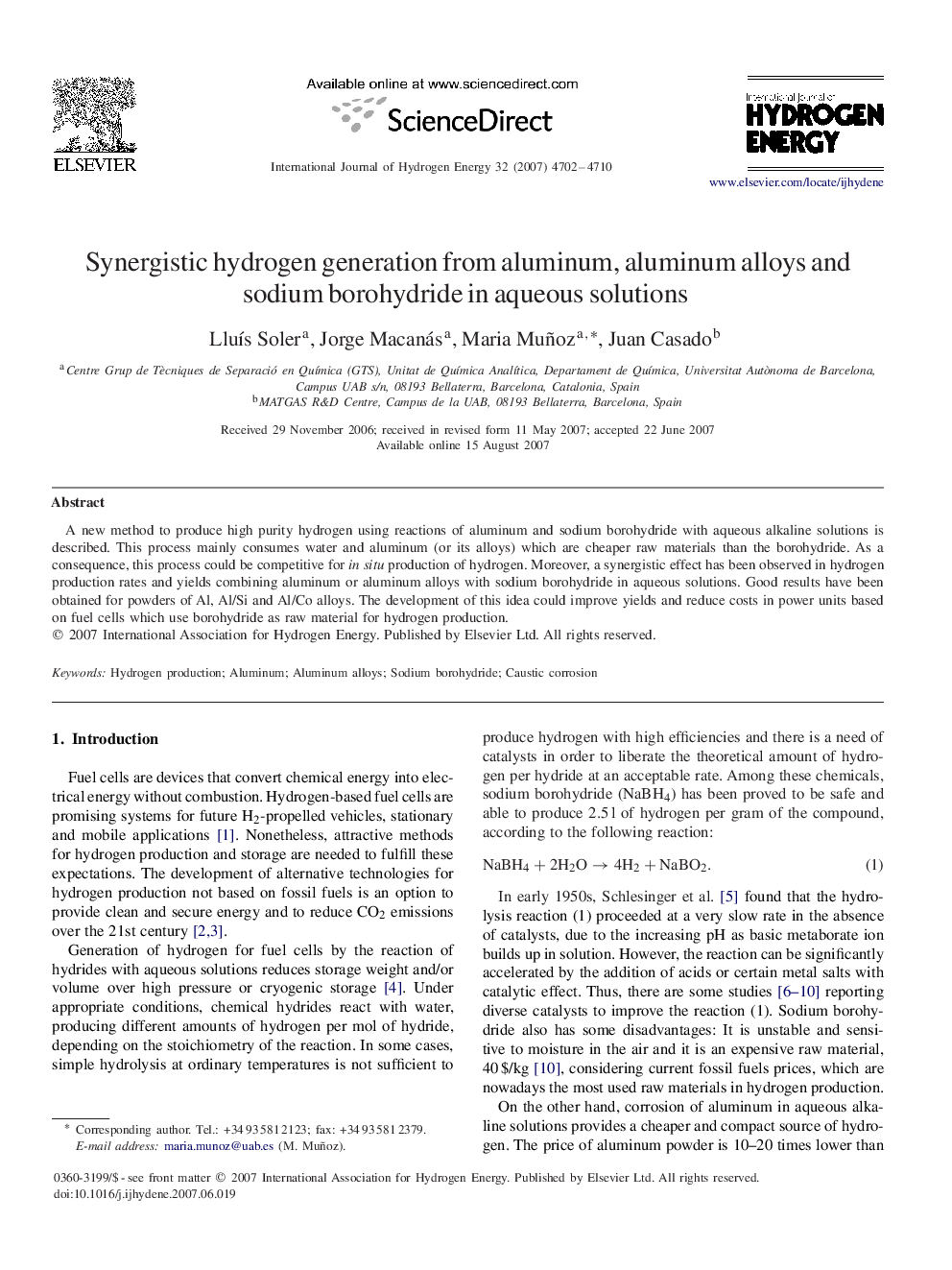 Synergistic hydrogen generation from aluminum, aluminum alloys and sodium borohydride in aqueous solutions