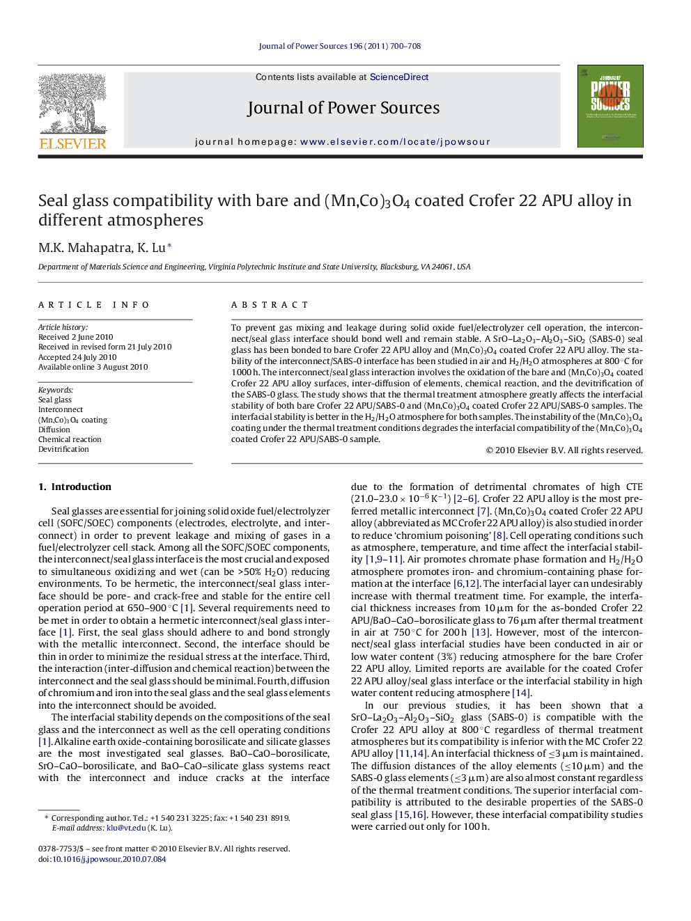 Seal glass compatibility with bare and (Mn,Co)3O4 coated Crofer 22 APU alloy in different atmospheres