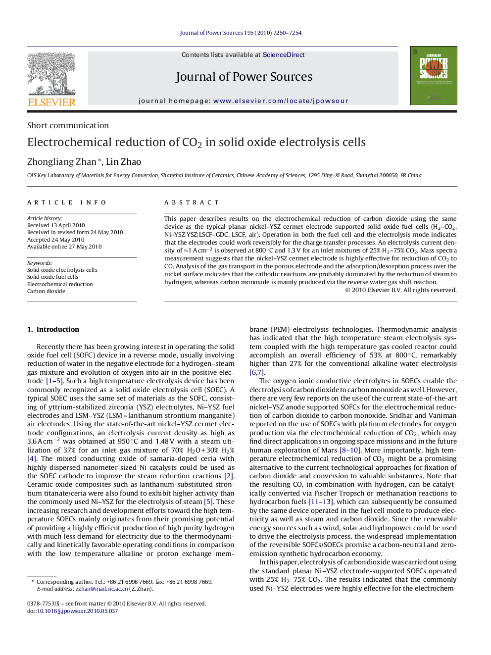 Electrochemical reduction of CO2 in solid oxide electrolysis cells