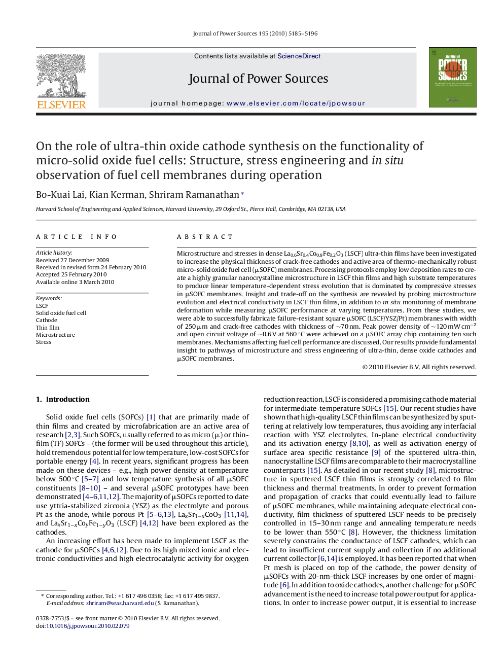 On the role of ultra-thin oxide cathode synthesis on the functionality of micro-solid oxide fuel cells: Structure, stress engineering and in situ observation of fuel cell membranes during operation